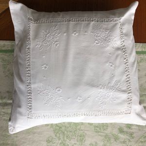 Beautiful White with Lace Decorative pillow, 16 x 16.